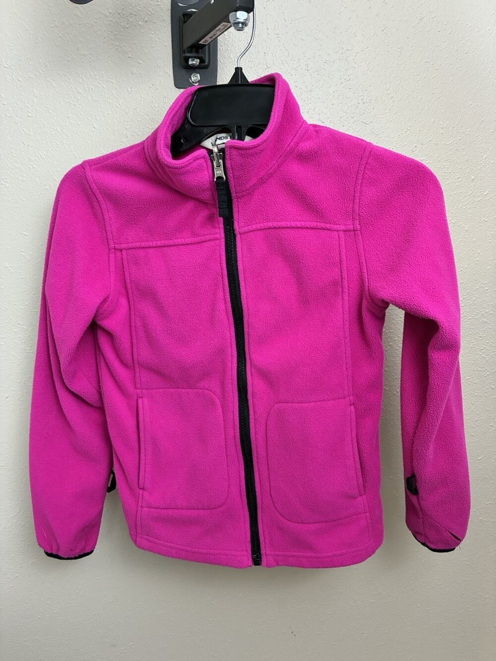 Lands End Full Zip Fleece Jacket Kids Size S 7-8 Pink Soft Warm spring